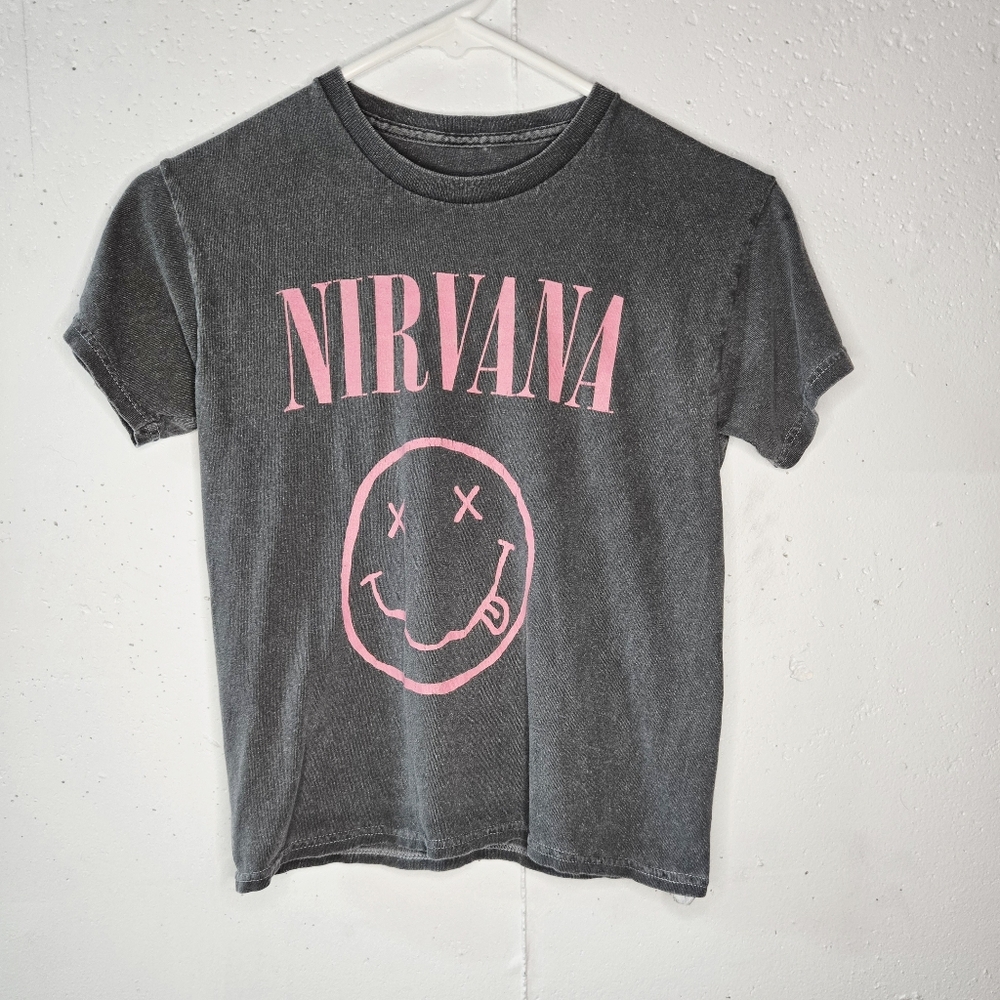 NIRVANA Kids Charcoal and Pink Tee